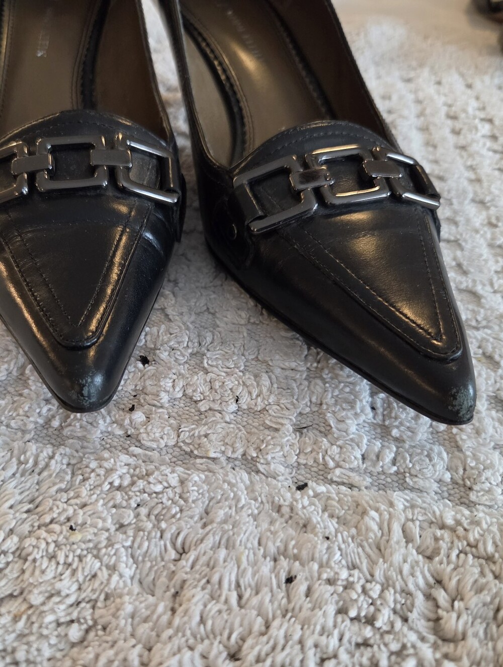 AK Anne Klein Pointed Toe Kitten Heel Loafer Pumps, 8M 90s Goth Whimsigoth Black - Picture 9 of 11